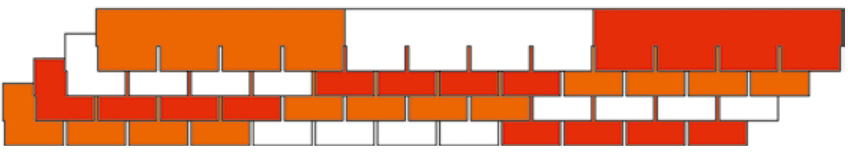 Схема чередования фасадной плитки. Каждый цвет
                    соответствует отдельной упаковке фасадной плитки.